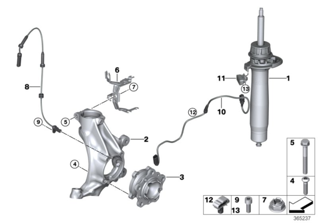 2016 BMW M4 Front Abs Wheel Speed Sensor Diagram for 34526791224