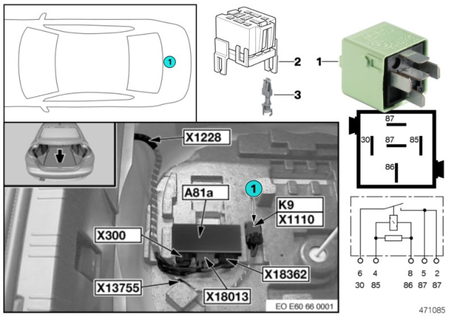 2009 BMW 535i Relay, Load-Shedding Terminal Diagram