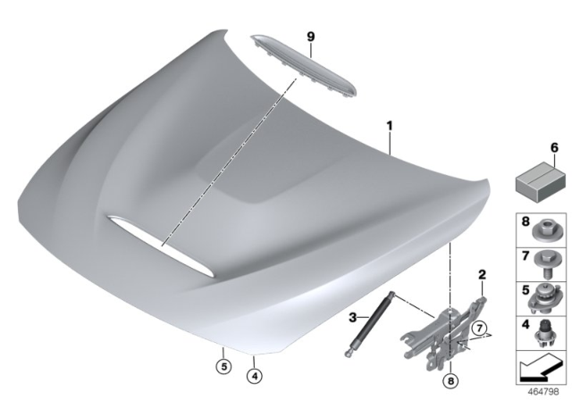 2017 BMW M3 Bonnet / Closing System / Mounted Parts Diagram