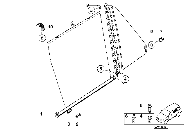 2002 BMW X5 Sun Blind Support Diagram for 51168266959