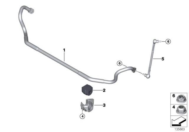 2008 BMW 128i Stabilizer Front With Rubber Mounting Diagram for 31356796301