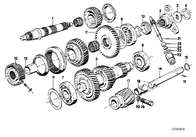 1982 BMW 633CSi Gear Wheel Set Parts / Speedometer Driver (Getrag 262) Diagram