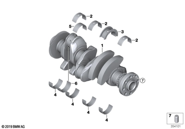 2014 BMW i8 Crankshaft With Bearing Shells Diagram