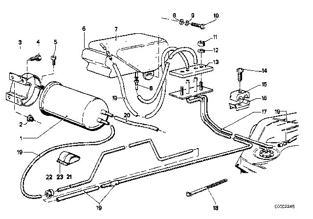 1977 BMW 530i Expansion Tank / Activated Carbon Container Diagram 1