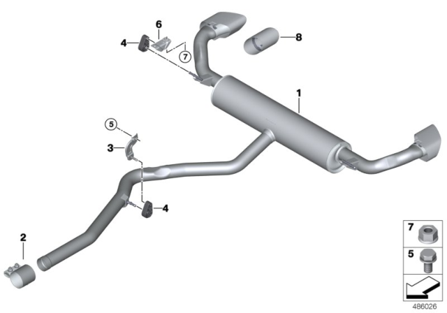 2016 BMW X5 Rear Muffler Diagram for 18308572488