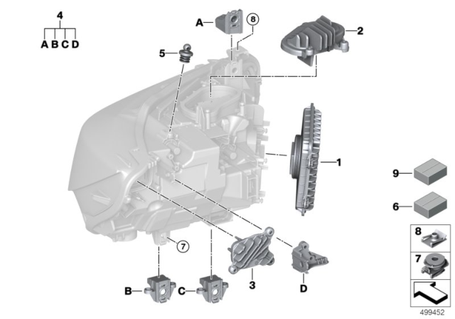 2018 BMW M4 Single Parts, Headlight Diagram