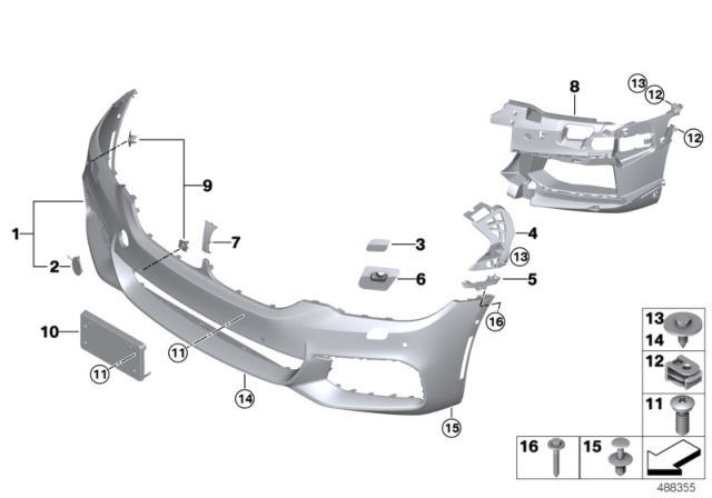 2018 BMW 540i xDrive Licence Plate Holder Diagram for 51138064975