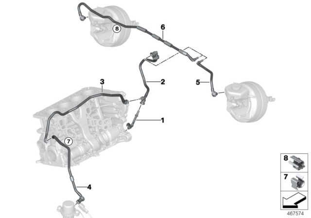 2017 BMW 330e Vacuum Line, Brake Servo Diagram