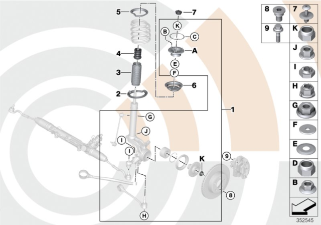 2008 BMW X3 Repair Kit, Support Bearing Diagram