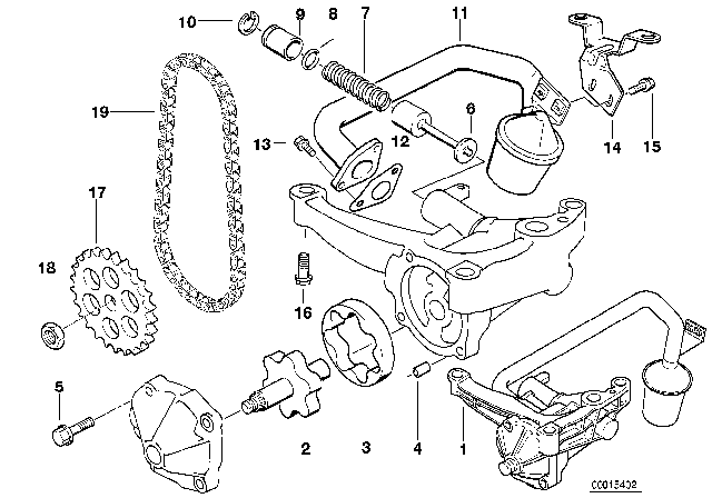 1994 BMW 325i Lubrication System / Oil Pump With Drive Diagram