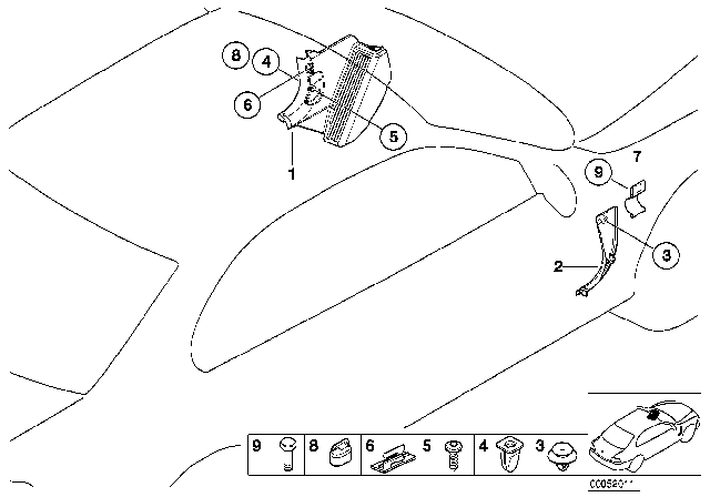 2006 BMW 325Ci Trim Panel Leg Room Diagram