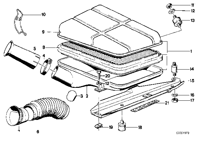 1980 BMW 528i Intake Silencer / Filter Cartridge Diagram 1