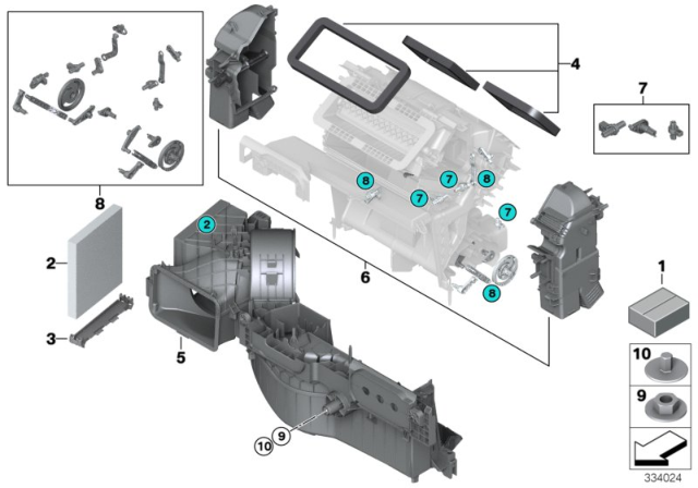2014 BMW X5 Housing Parts, Heater And Air Conditioning Diagram