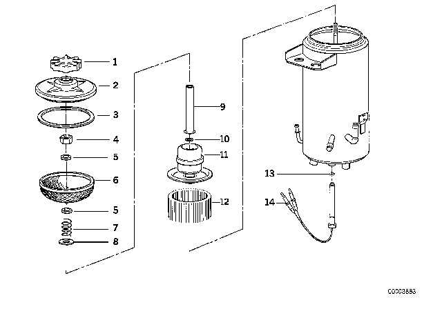 1988 BMW 750iL Filter Cartridge Diagram for 32411138006