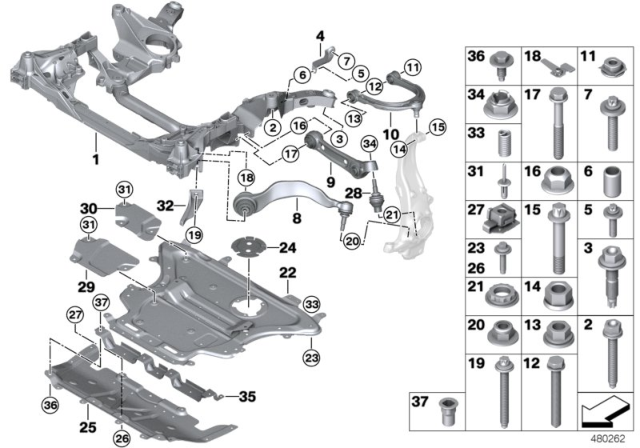 2020 BMW 530e Front Axle Support, Wishbone / Tension Strut Diagram 2