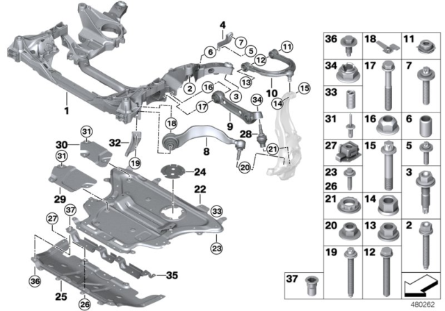 2020 BMW 530e Combination Nut Diagram for 31106780613