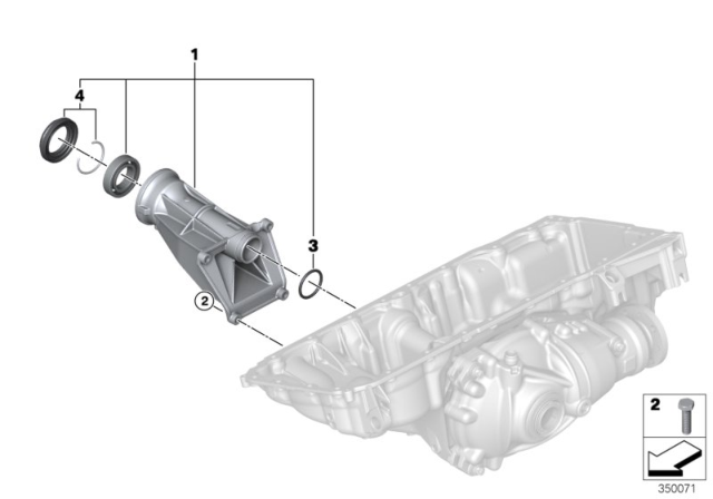 2014 BMW X5 Front Axle Differential, Bearing Support Diagram