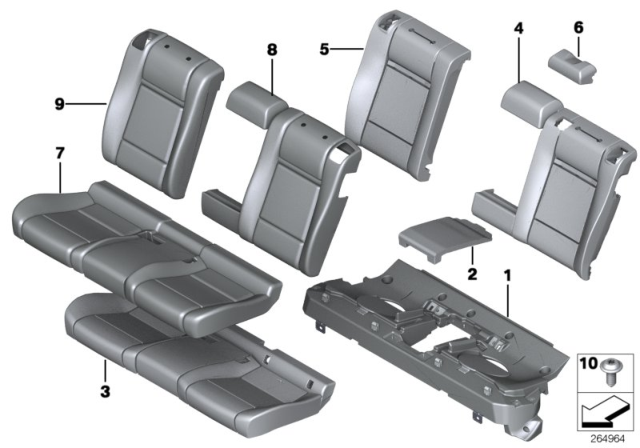 2009 BMW X6 Seat, Rear, Cushion & Cover Diagram 2