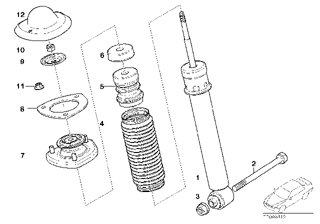 2004 BMW X5 Single Components For Rear Spring Strut Diagram