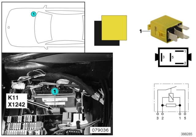 2001 BMW 740iL Sedan(E38) Relay, Windscreen Wipers Diagram