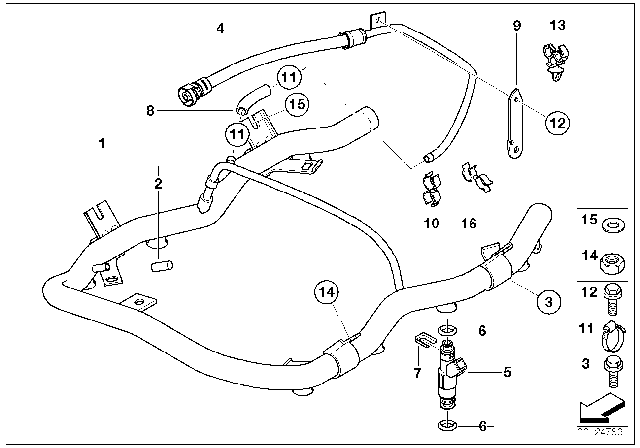 2003 BMW Alpina V8 Roadster Valves / Pipes Of Fuel Injection System Diagram