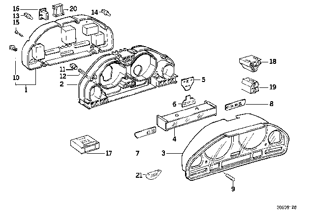 1993 BMW 750iL Instruments Combination - Single Components Diagram 2
