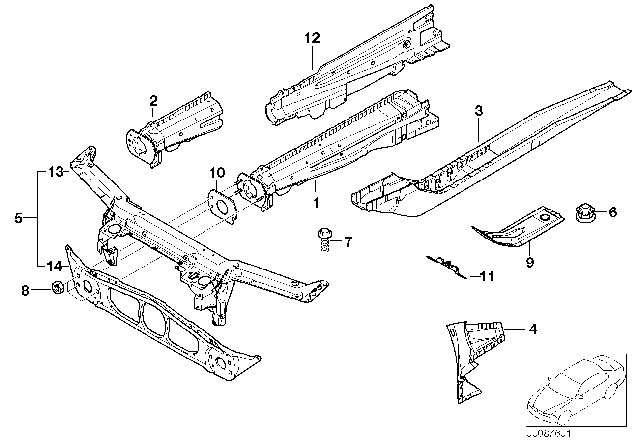 2006 BMW 325Ci Front Body Parts Diagram