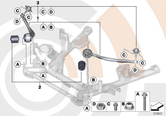2004 BMW X5 Set Rubber Mounting For Pull Rod Diagram for 31122180460