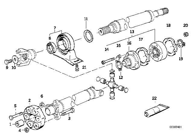 1994 BMW 540i Drive Shaft-Center Bearing-Constant Velocity Joint Diagram 2