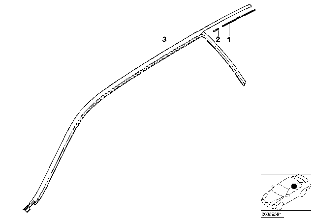 2004 BMW X5 Roof Moulding / Roof Rail Diagram 1