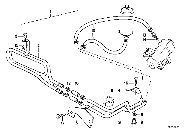 1985 BMW 635CSi Hydro Steering - Oil Pipes Diagram 1