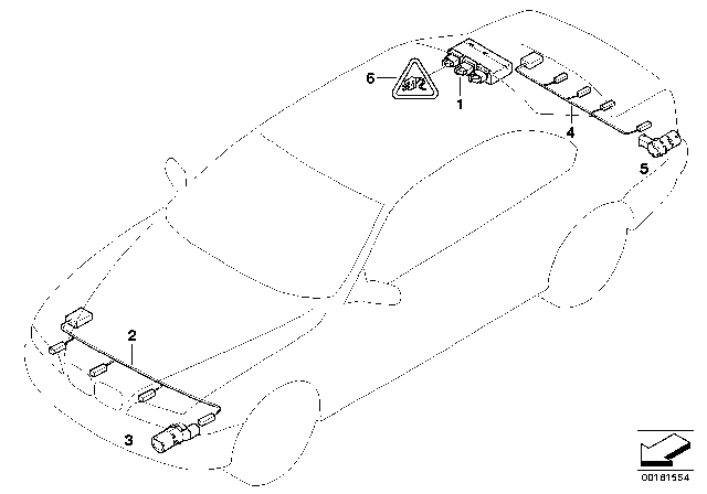 2005 BMW 530i Park Distance Control (PDC) Diagram