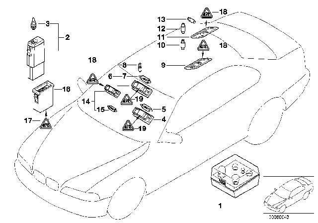 2001 BMW 540i Right Rear Inter.Light And Reading Light Diagram for 63312491510