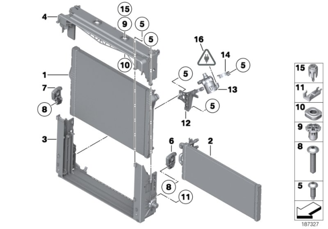 2011 BMW 750i Mounting Parts For Radiator Diagram