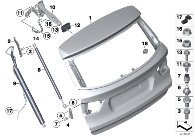 2011 BMW X3 Trunk Lid Diagram