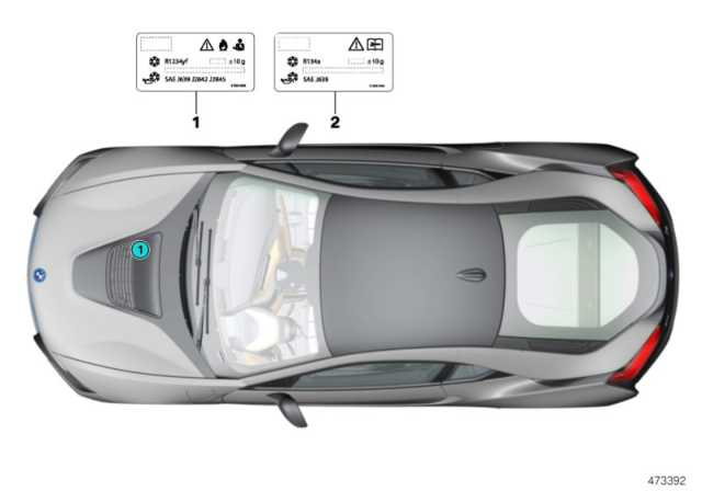 2016 BMW i8 Label, Coolant Diagram