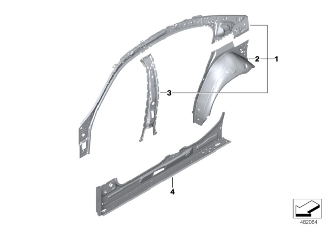 2020 BMW 540i Interior Left Column B Diagram for 41007498973