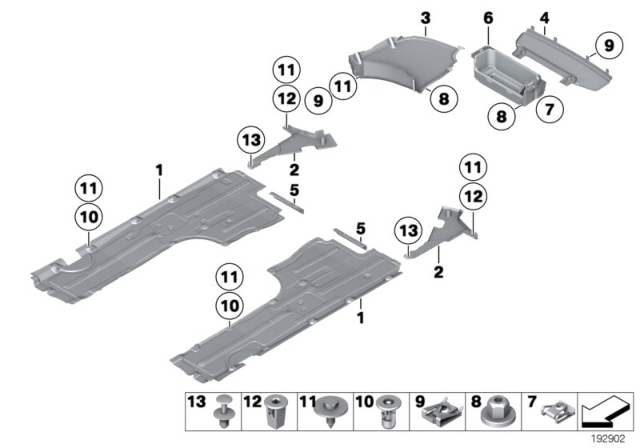 2011 BMW 535i GT xDrive Lateral Underbody Shield, Left Diagram for 51757193497