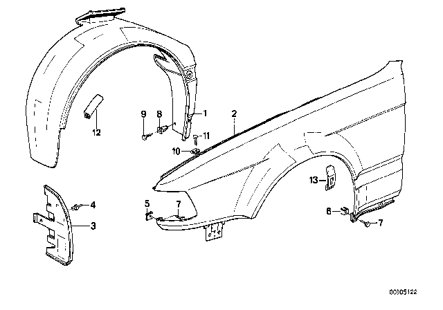 1989 BMW 750iL Side Panel, Front Diagram