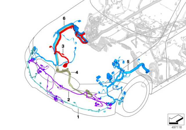 2020 BMW 330i WIRING HARNESS, FRONT END Diagram for 61129436174