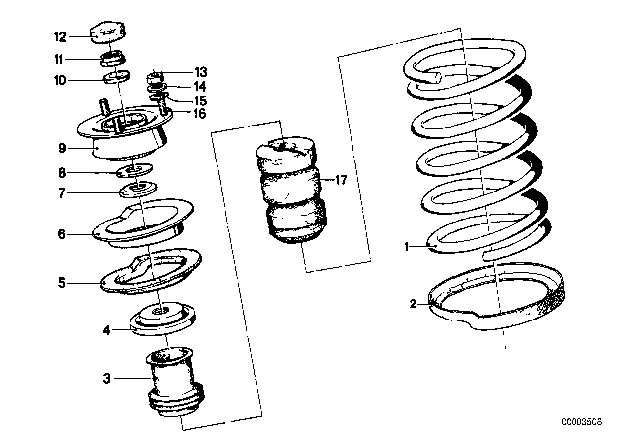 1976 BMW 530i Upper Spring Pad Diagram for 31331100635