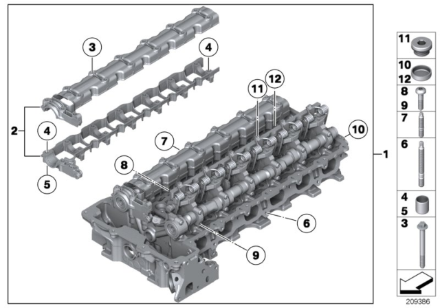 2012 BMW 535i xDrive Cylinder Head & Attached Parts Diagram 1