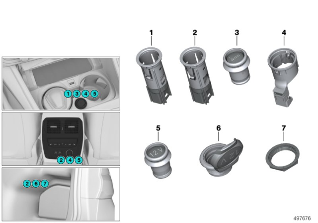 2019 BMW 330i Stopper Plug-In Socket Diagram for 61349392052