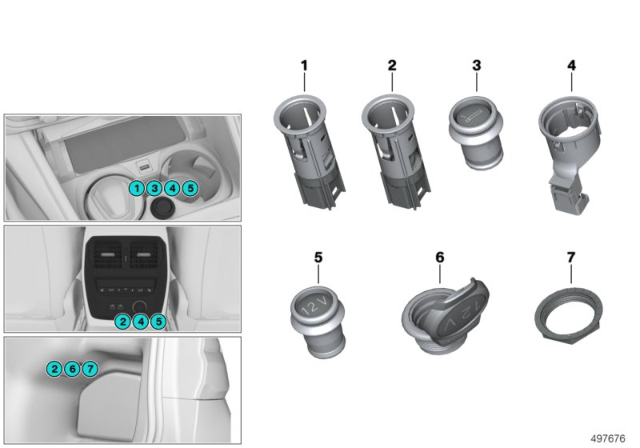 2019 BMW 330i CLAMPING RING, 12V SOCKET Diagram for 61349438260