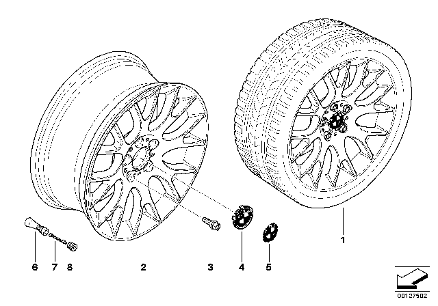 2008 BMW X3 BMW Light Alloy Wheel, Cross Spoke Diagram