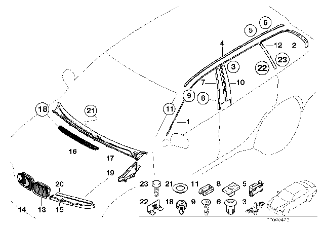 2000 BMW 323i Exterior Trim / Grille Diagram 2
