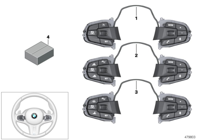 2017 BMW M760i xDrive Steering Wheel Switch Diagram for 61318064475