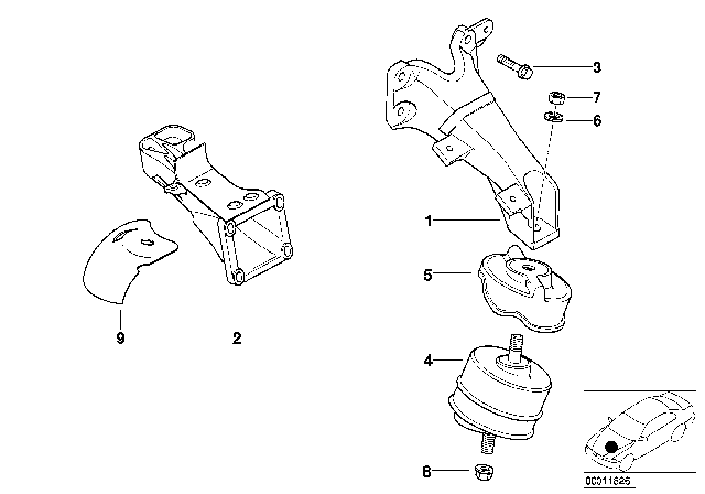 1996 BMW 328i Rubber Mounting Right Diagram for 11811141736