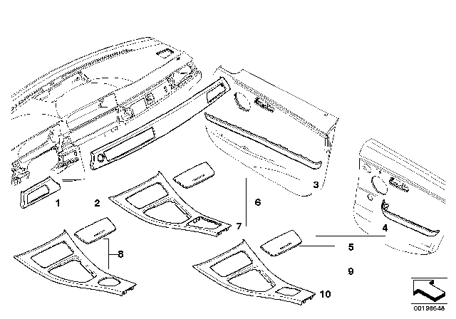 2008 BMW 328i Individual Wood Trim Diagram