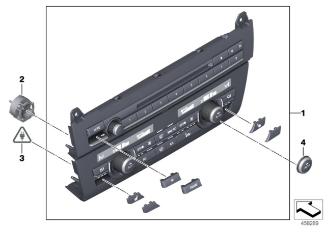 2016 BMW 550i Radio And A/C Control Panel Diagram